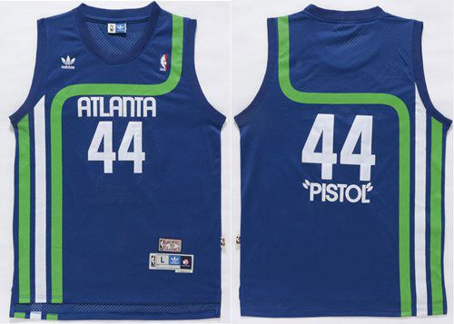 Men Atlanta Hawks #44 Pistol Light Blue Swingman Stitched NBA Jersey